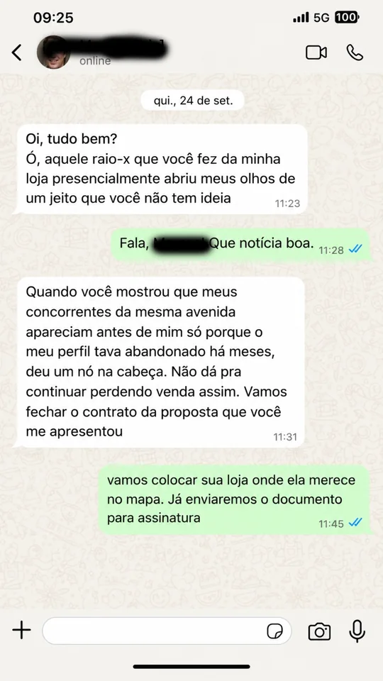 Depoimento de cliente da Auditoria de Google Meu Negócio - Marcos